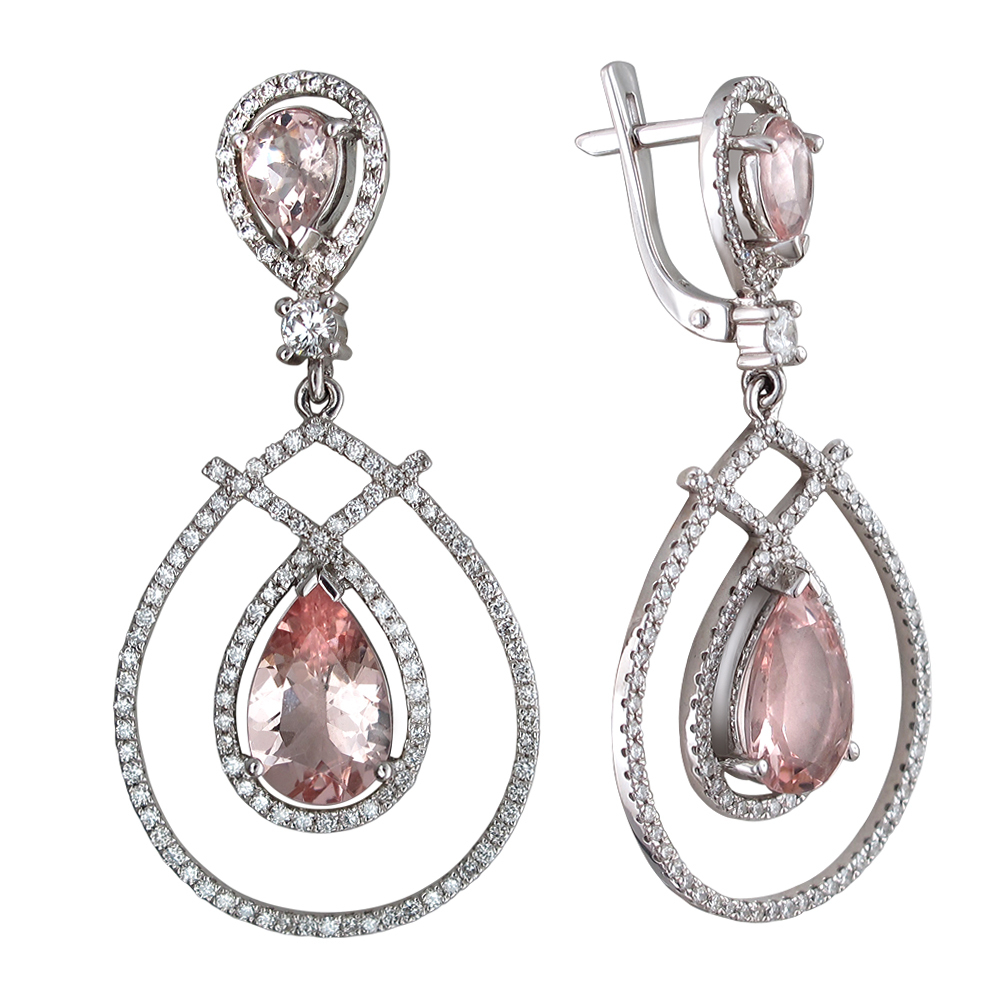 Серьги с бриллиантом  из белого золота JA-S-673528-2
