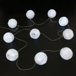 Гирлянда для улицы «Светящийся шар» 3 м 10 ламп LED (d=7,5 см) прозр.пров, 8 реж.,IP-54, Белый (солнечная батарея)