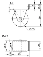 Колесо для мебели ролик для дивана 4 штуки №14