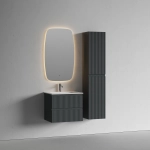 Тумба подвесная SANCOS Сноб Р (Snob R) 590х445х500, c двумя ящиками оснащенными доводчиками, темный антрацит матовый, арт.SNR60MDH