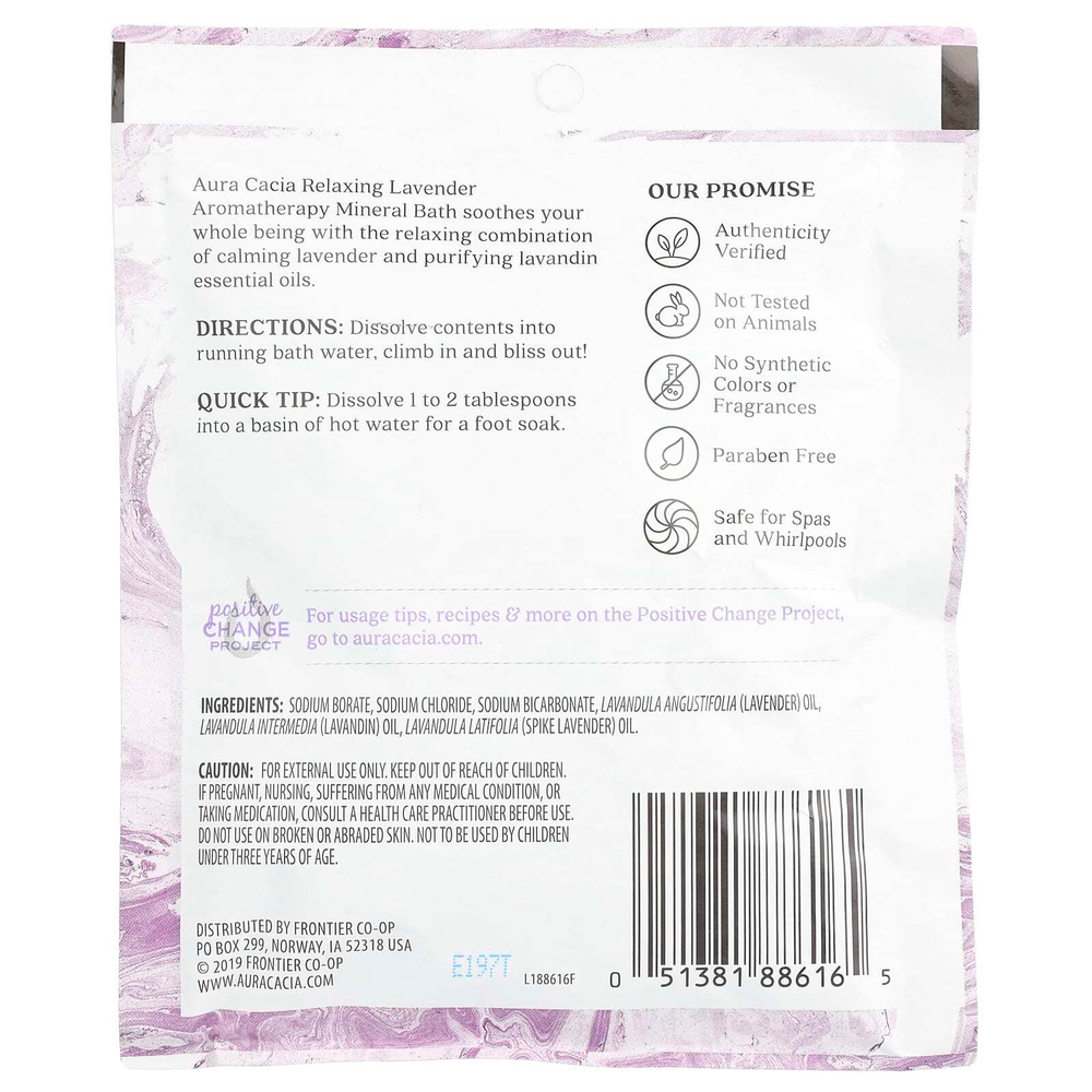 Aura Cacia, Aromatherapy Mineral Bath, расслабляющая лаванда, 70,9 г (2,5 унций)