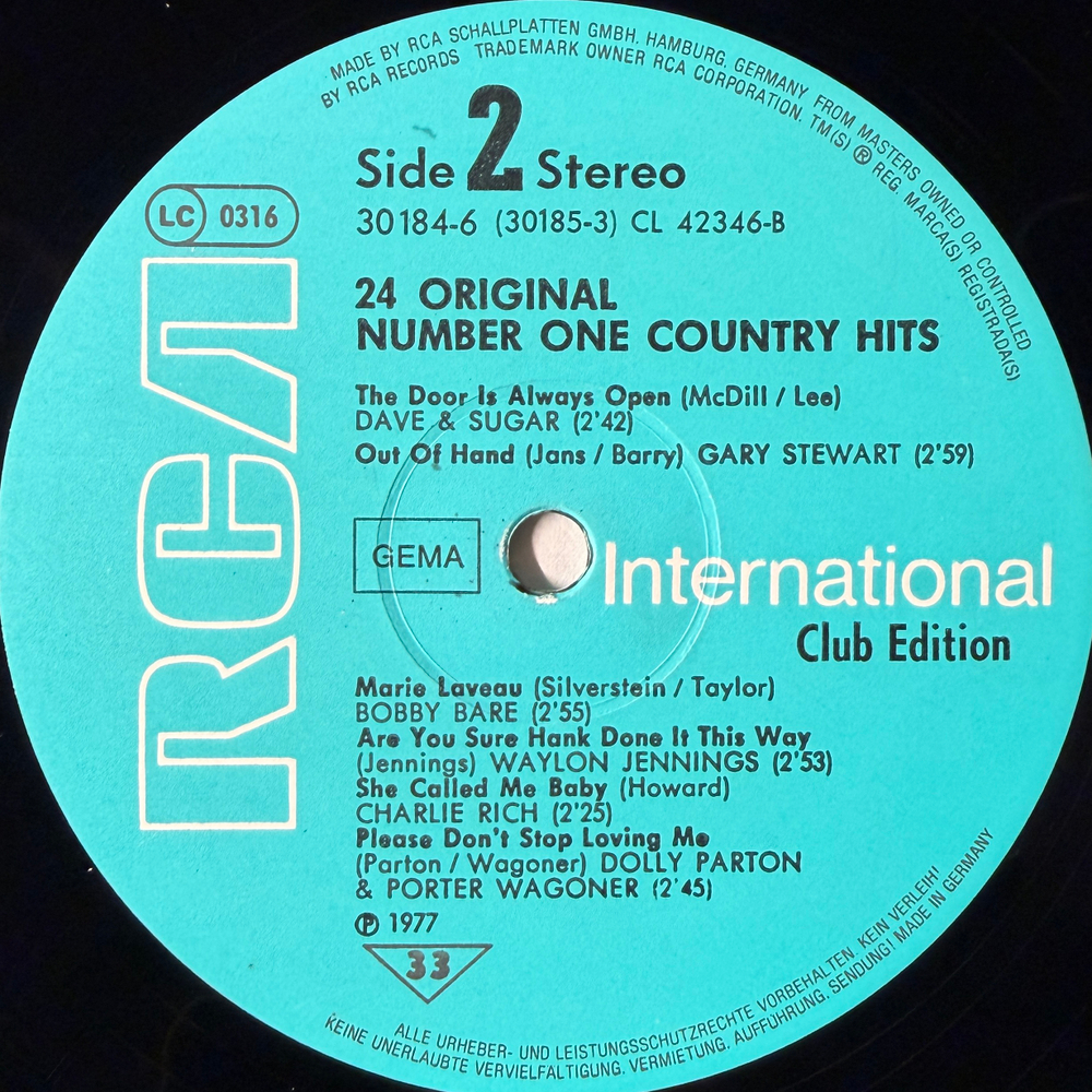 Сборник 24 Original Number One Country Hits 2LP (Германия 1983г.)
