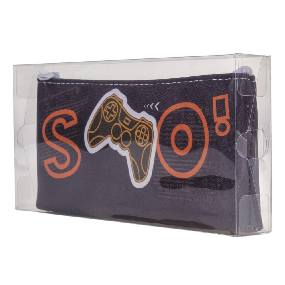 Пенал-косметичка "Джойстик" серый с зеленым