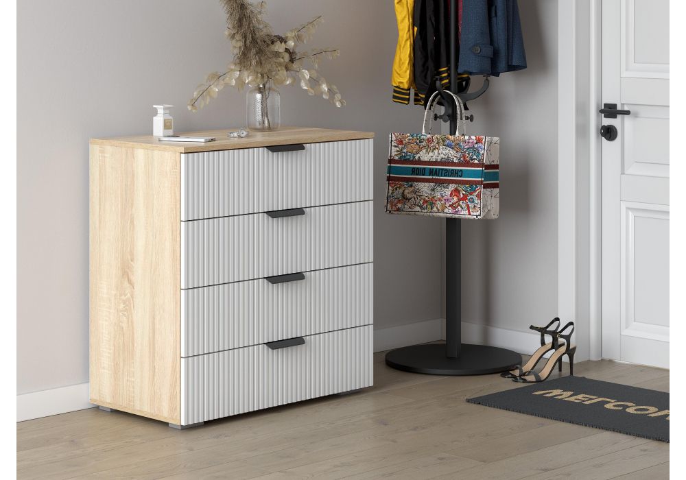 Комод Стокгольм КМ03-800 дуб сонома / line софт пломбир