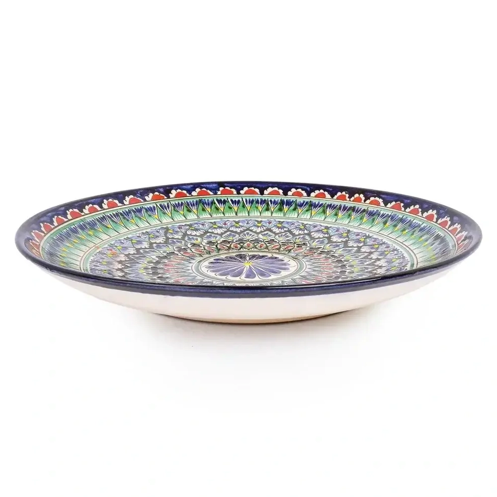 Ляган Риштанская Керамика 32 см. плоский, цвет синий