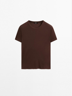 Massimo Dutti Футболка с коротким рукавом, коричневый