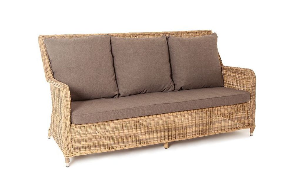 "Гляссе" диван трехместный из искусственного ротанга, цвет соломенный