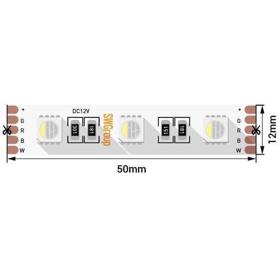 Светодиодная лента SWG 19,2W/m 60LED/m 5050SMD разноцветный/ теплый белый 5M 005012