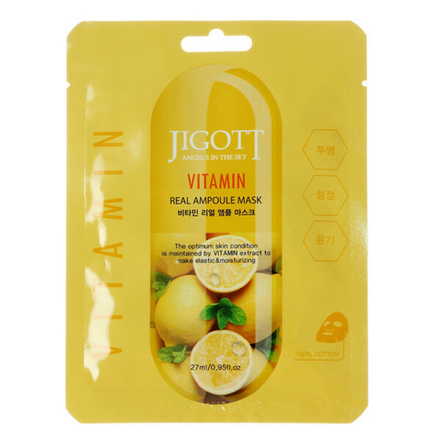 KR/ JIGOTT Маска-салфетка для лица "Витамин" / VITAMIN Real Ampoule Mask