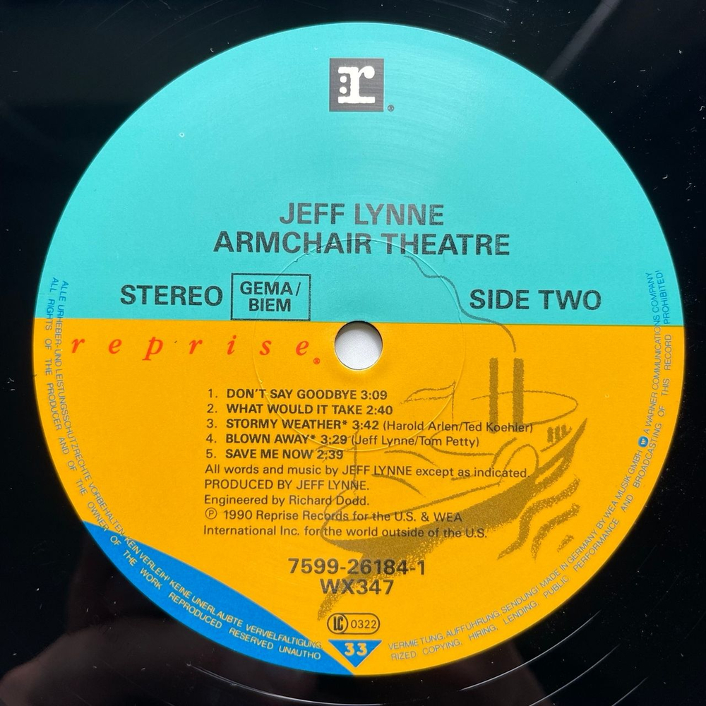 Винтажная виниловая пластинка LP Jeff Lynne Armchair Theatre (Германия 1990)