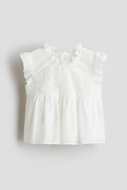 H&M Блузка с кружевным разрезом, белый