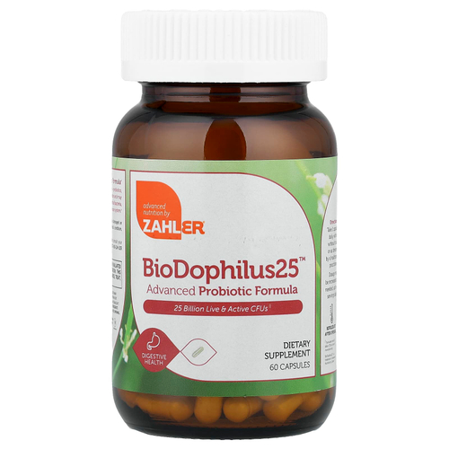 Zahler, BioDophilus25™, улучшенная формула с пробиотиком, 60 капсул