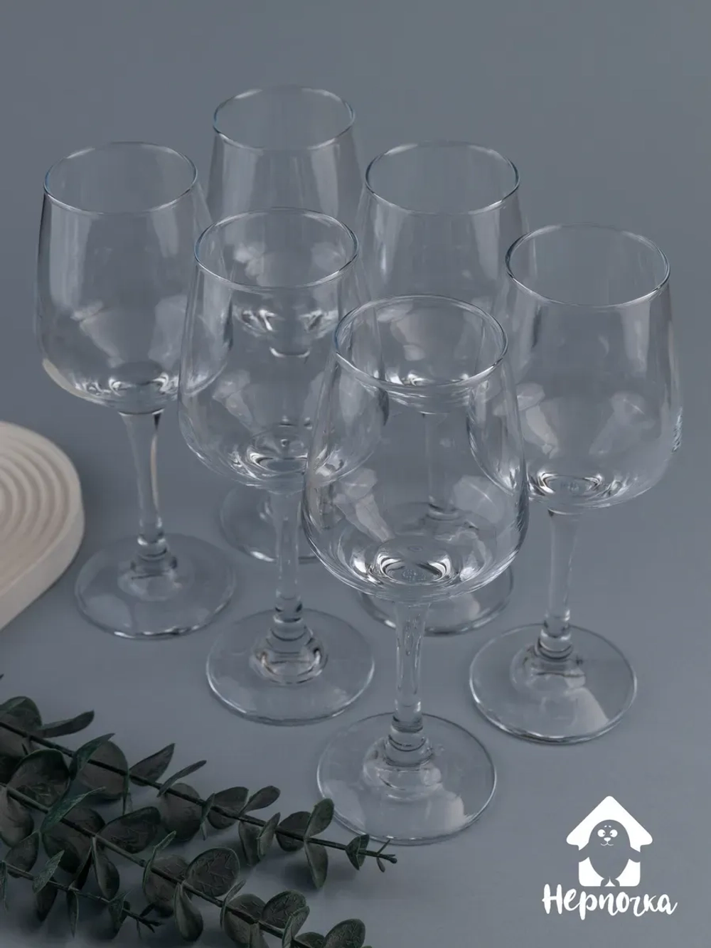 Набор бокалов для вина, 365 мл, 6 шт. с золотой каймой