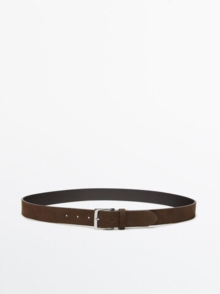 Massimo Dutti Замшевый кожаный ремень, табачный