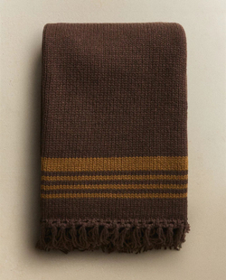 Zara Home - Вязаное одеяло с бахромой, коричневый, 140x190 см