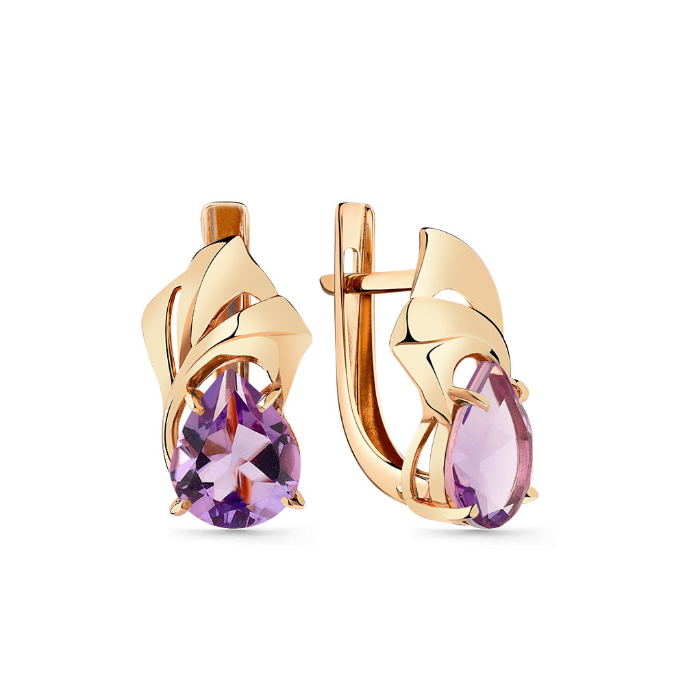 Серьги из золота 585 пробы с Аметистом