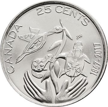 25 центов 2017 Канада «150 лет Конфедерации Канада - Надежда на зелёное будущее»