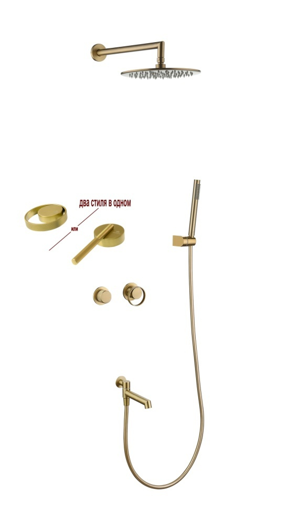 19165-S Смеситель встраиваемый для душа с 3-функ. (Мат. Золото) GANZER (6/1шт)