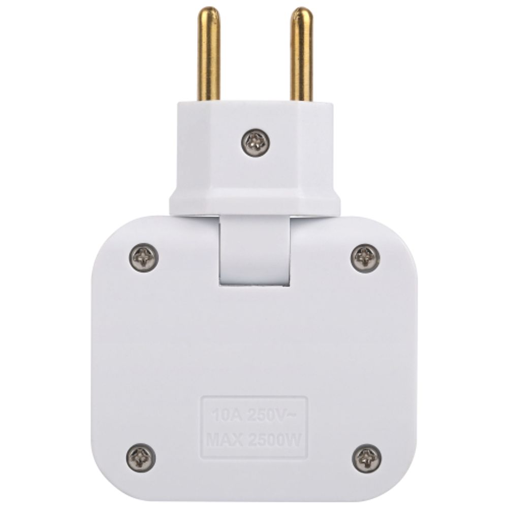 Разветвитель электрический ЭРА SPF-3-FL поворотный на 3 розетки 10А белый | Тройники