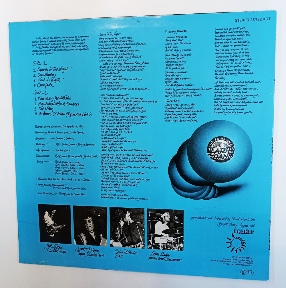 Винтажная виниловая пластинка LP Manfred Manns Earth Band Nightingales and Bombers (Germany 1977)