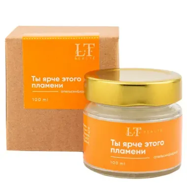 Свеча ароматизированная в стеклянной банке с крышкой 100 мл. Отдушка Корица и апельсин. La and Te beaute LT-8663