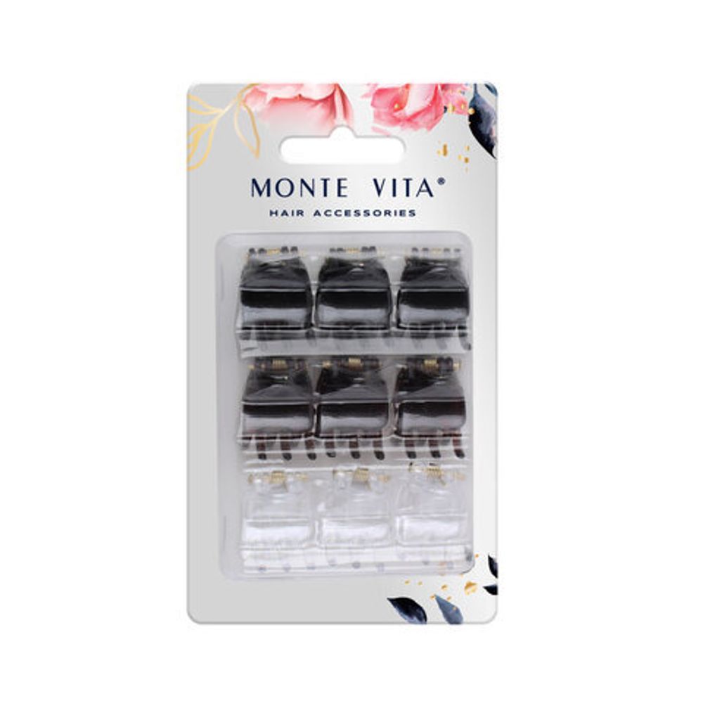 Крабы для волос НАБОР 9 шт., 1,5 см, глянцевый, АССОРТИ, MONTE VITA, 457025