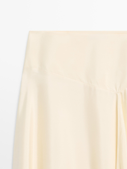 Massimo Dutti Юбка асимметричного кроя с кружевом, ванильный