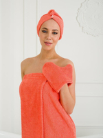Парео-набор махровый банный коралловый