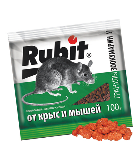 Средство от крыс и мышей Rubit Зоокумарин+, сырные гранулы, 100 г