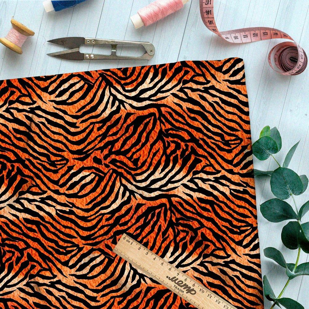 Ткань премиум шелк искусственный Армани тигриные полосы