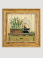 Картина настенная интерьерная в раме "под дерево" 26*26 см