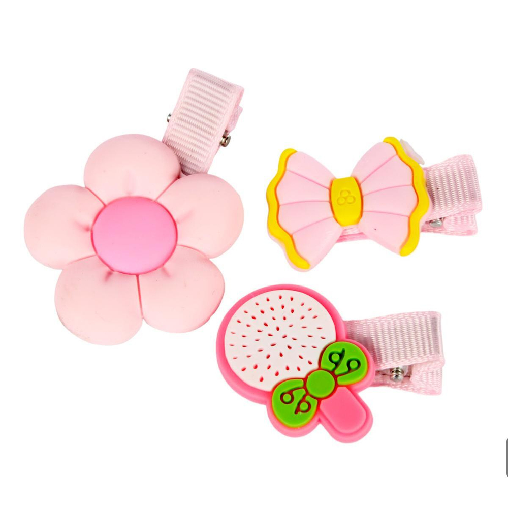 Зажимы для волос детские 3шт на блистере "Розовой мир" 658-207 (JINRE TRAVEL)