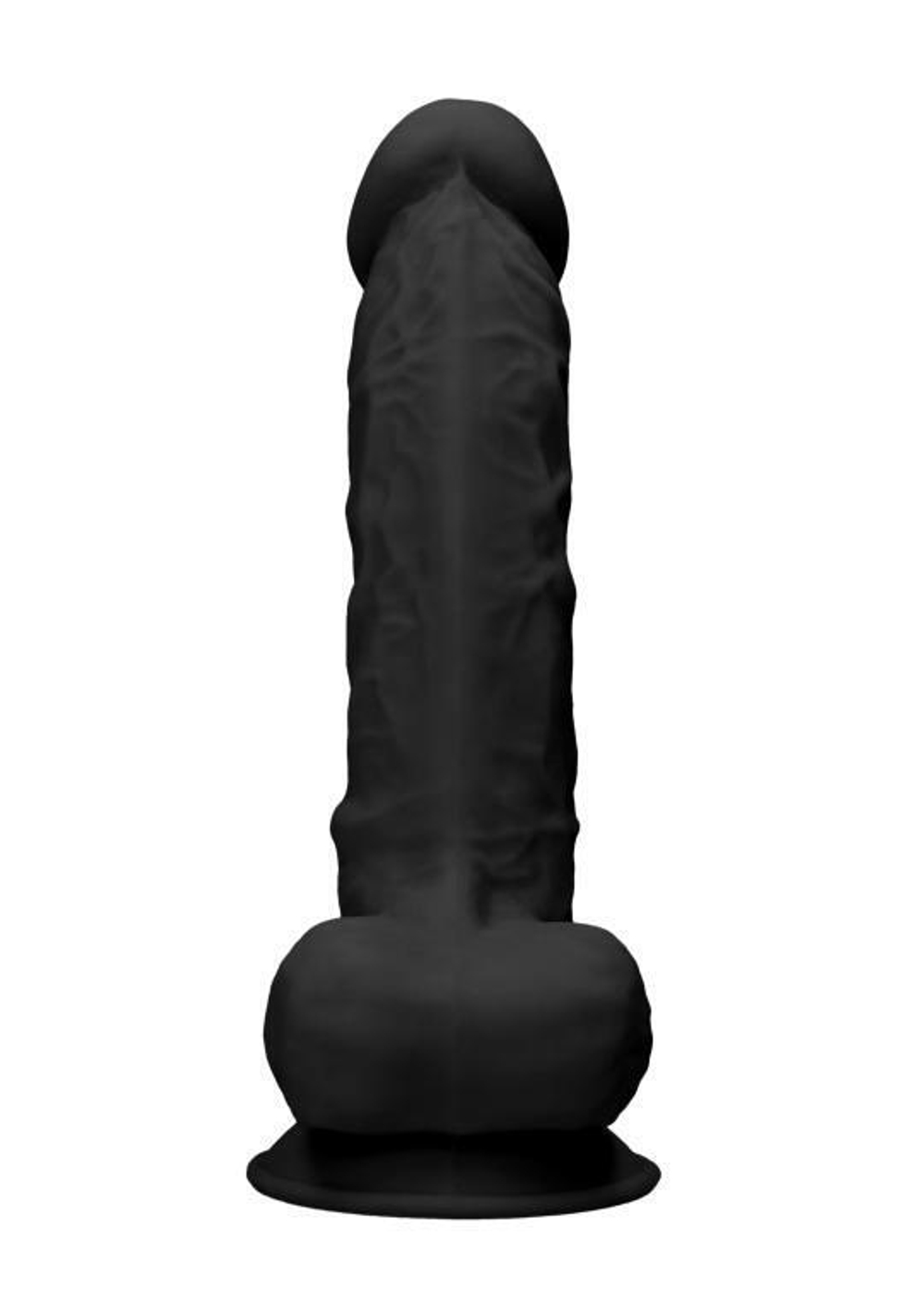 Черный фаллоимитатор Realistic Cock With Scrotum - 22,8 см. (Цвет: черный)