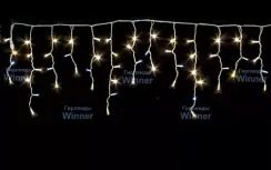 Светодиодная мерцающая бахрома 5*0.6 м., 220V, 170 теплых белых LED ламп, белый каучук, соединяемая, Winner (WW.02.7W.170+)