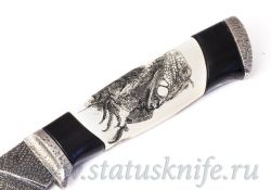 НОЖ ИГУАНА АВТОРСКАЯ РАБОТА СКРИМШОУ ИГОРЬ ГУЛИН БИВЕНЬ МАМОНТА ДАМАСКфотография - 4