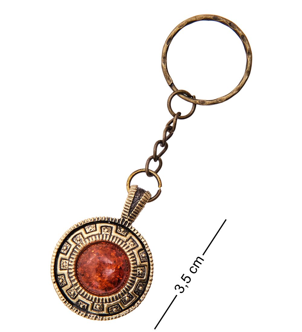 AM-3595 Брелок «Жетон Летучая мышь» (латунь, янтарь)