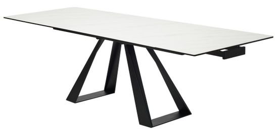 Стол FONDI 180 MARBLES KL-99 Белый мрамор матовый, итальянская керамика/ черный каркас