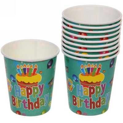 Стакан бумажный 0,2л в наборе 10 шт «День рождения» Тортик со свечками