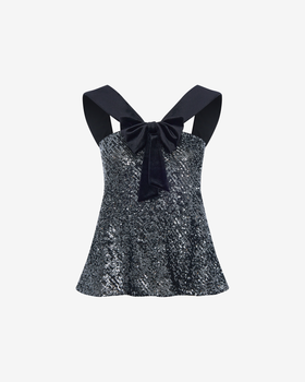 Топ из пайеток и бархата с бантом