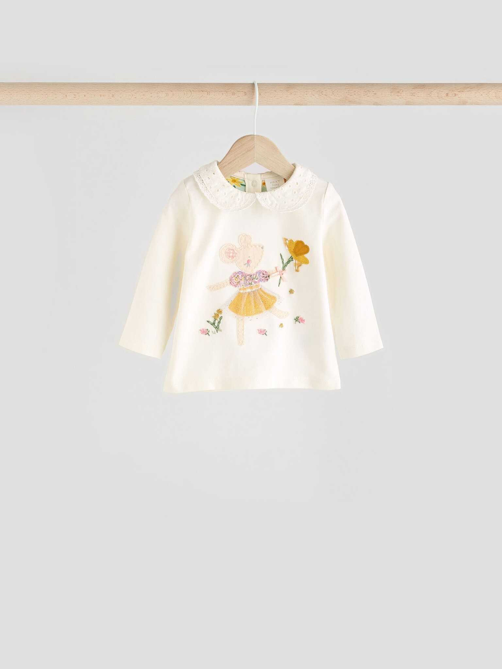 Лонгслив и легинсы в комплекте для малышей Next E67-029, 3 шт., Молочный, Розовый, Светло-желтый