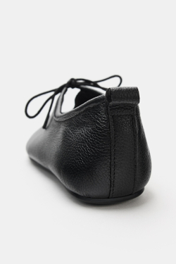 ZARA КОЖАНЫЕ БАЛЕТКИ, ЧЕРНЫЙ