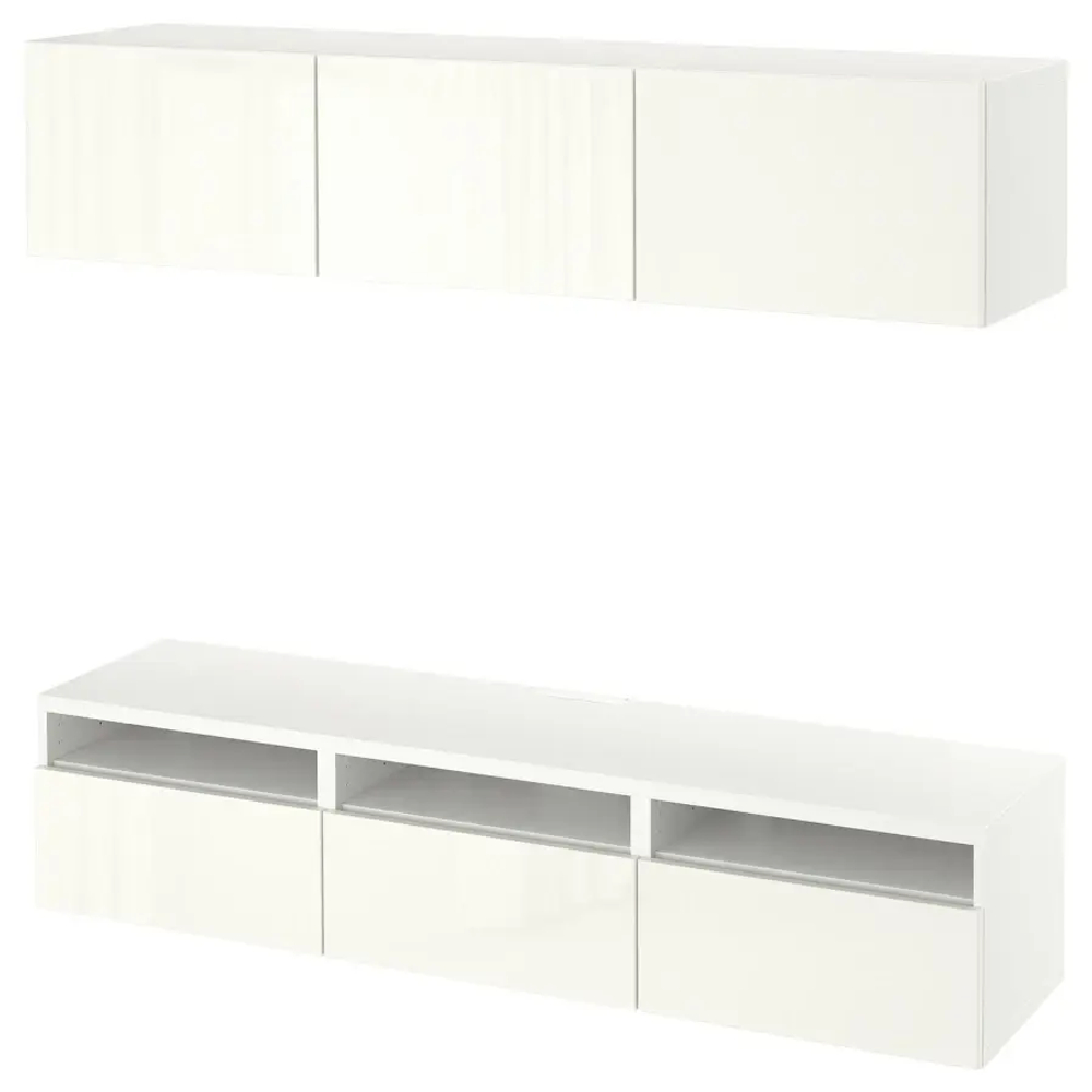 Тумба под телевизор - IKEA BESTÅ/BESTA, 180x42x185 см, белый, Бесто ИКЕА