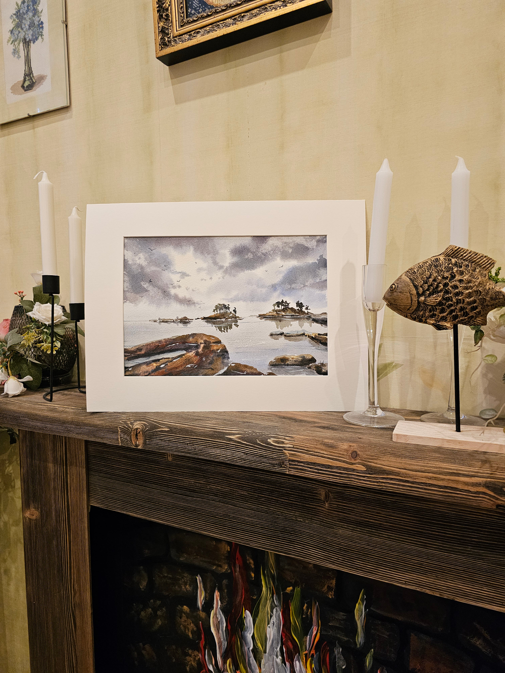 Картина авторская акварельная в паспарту 30х40 см на стену для интерьера "Ладога суровая! Ладога любимая!