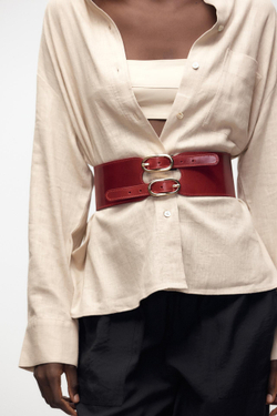 ZARA РЕМЕНЬ С ДВУМЯ ПРЯЖКАМИ, КРАСНЫЙ