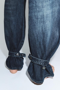 ZARA ДЖИНСЫ TRF BALLOON СО СРЕДНЕЙ ПОСАДКОЙ И ШЛЕВКАМИ, ИНДИГО