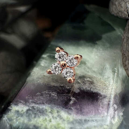 Накрутка "Quaternary" - Розовое золото - White CZ