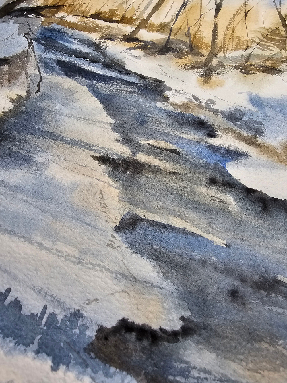 Картина авторская акварельная в паспарту 40х50 см на стену для интерьера "Солнечный день"