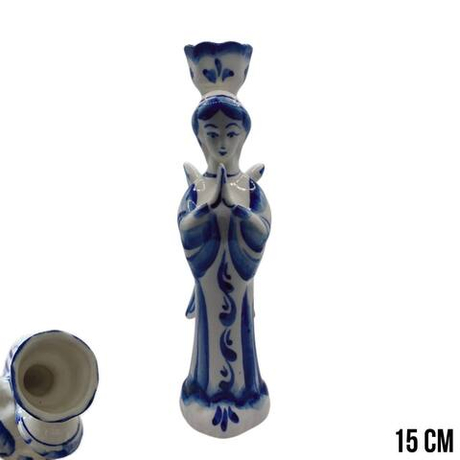 Фигурка-подсвечник Ангел факел гжель