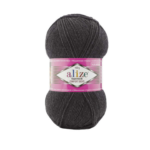 ALIZE "SUPERWASH COMFORT", 75% шерсть, 25% п/а, 100 гр, 420 м, Антрацит
