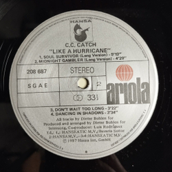 Винтажная виниловая пластинка LP C.C. Catch Like A Hurricane (Spain 1987) Dancing In Shadows